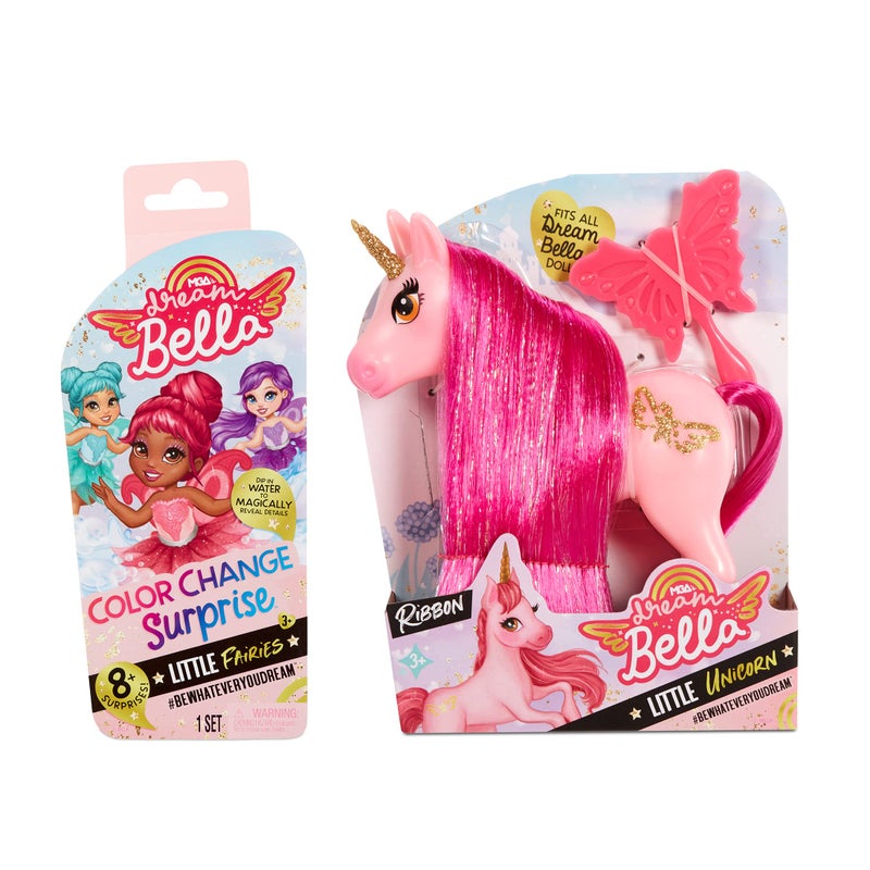 ام جي اي MGA Entertainment Dream Bella Color Change Surprise Little Fairies 5.5 بوصة دمية وLittle Unicorn 2 Pack - Jaylen and Ribbon Pink Fairy وUnicorn لعبة هدية رائعة للأطفال من سن 3 4 5+ - Image 3